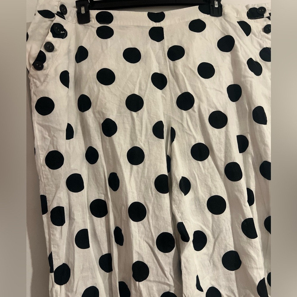 Cato Black and White Polkadot Linen Pants